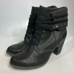 S. Oliver vegan leather heeled boots black trendy‎ casual women’s size 41